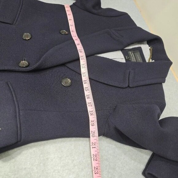 J CREW Double Cloth Italy Peacoat 8 Navy Blue Double Breast Wool Blend - Picture 14 of 16